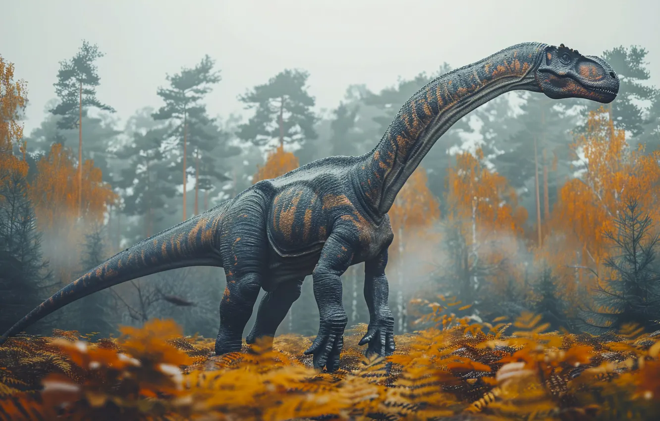 Фото обои трава, деревья, животное, динозавр, цифровое искусство, Древние животные, Вымершие животные, Доисторические