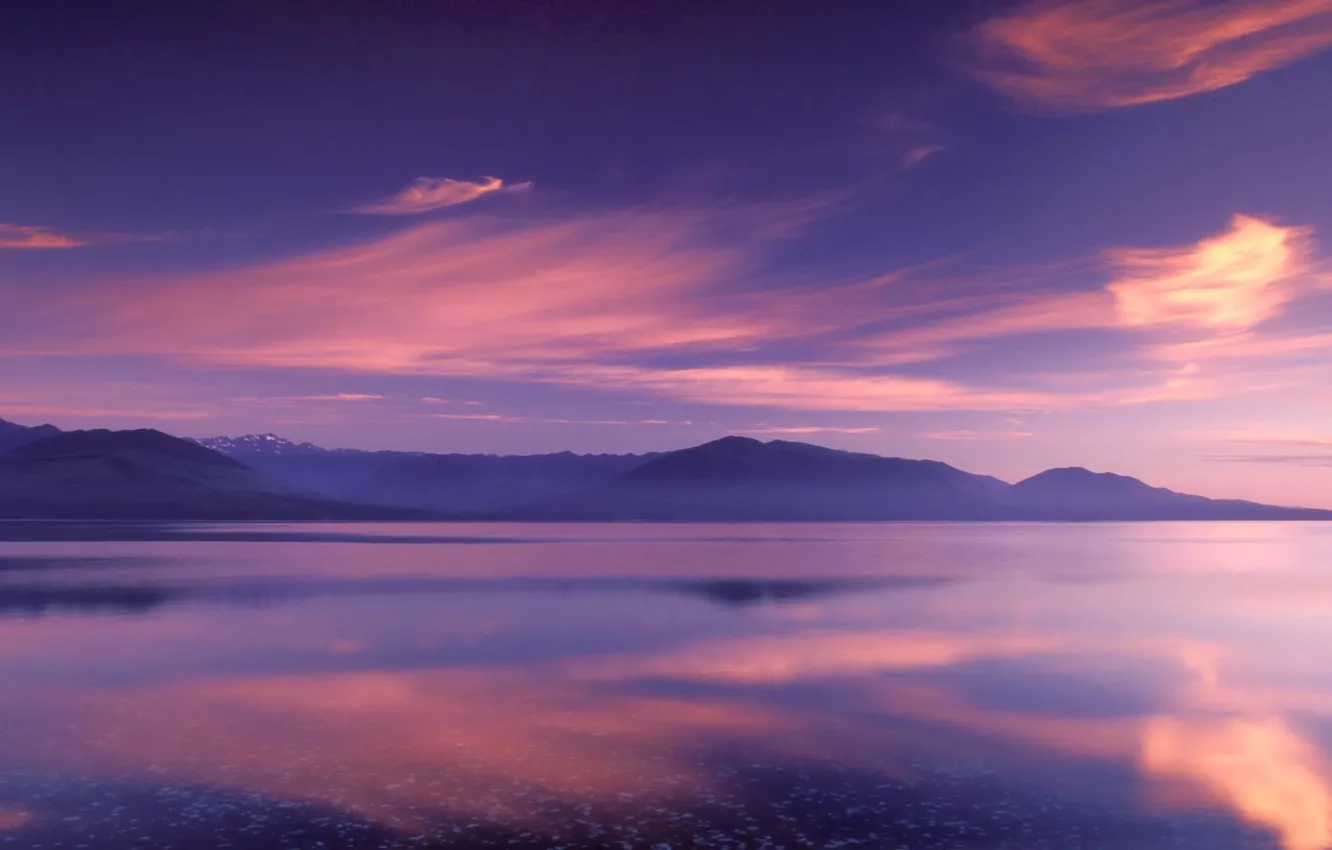 Фото обои горы, озеро, отражение, цвет, Облака