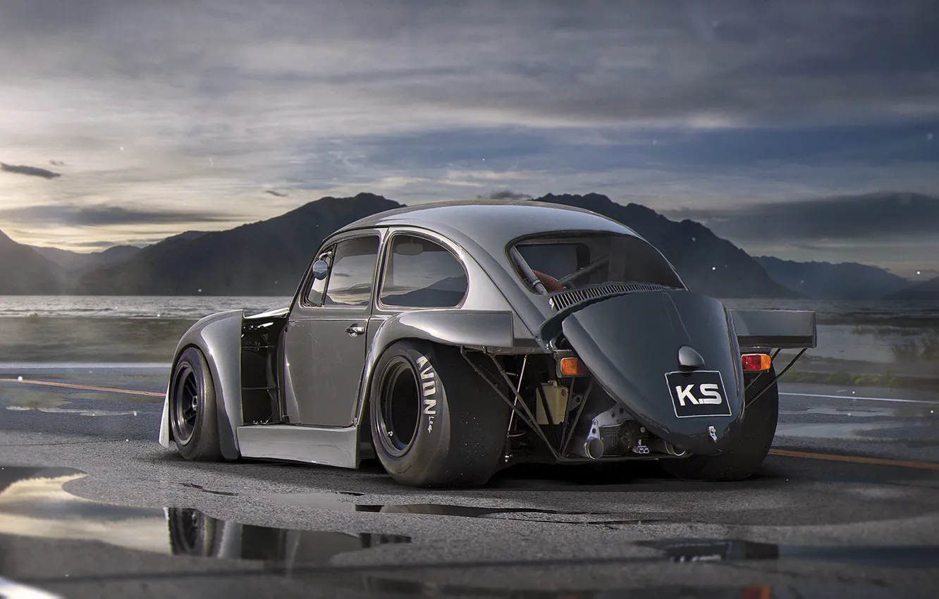 Фото обои Volkswagen, Car, Old, Beetle, Tuning, Future, DRAG, by Khyzyl Saleem