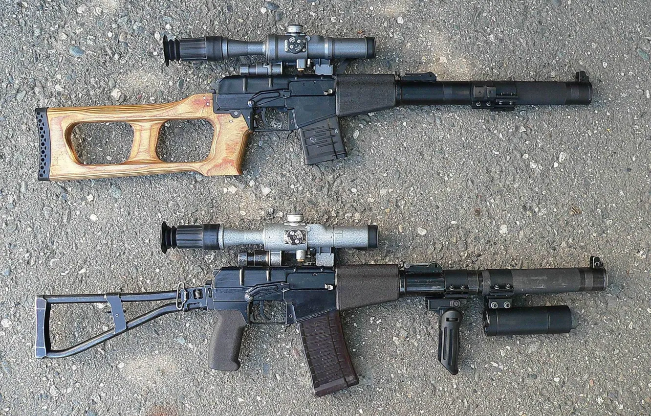 Фото обои асфальт, оружие, оптика, винтовки, винторез, Всс вал
