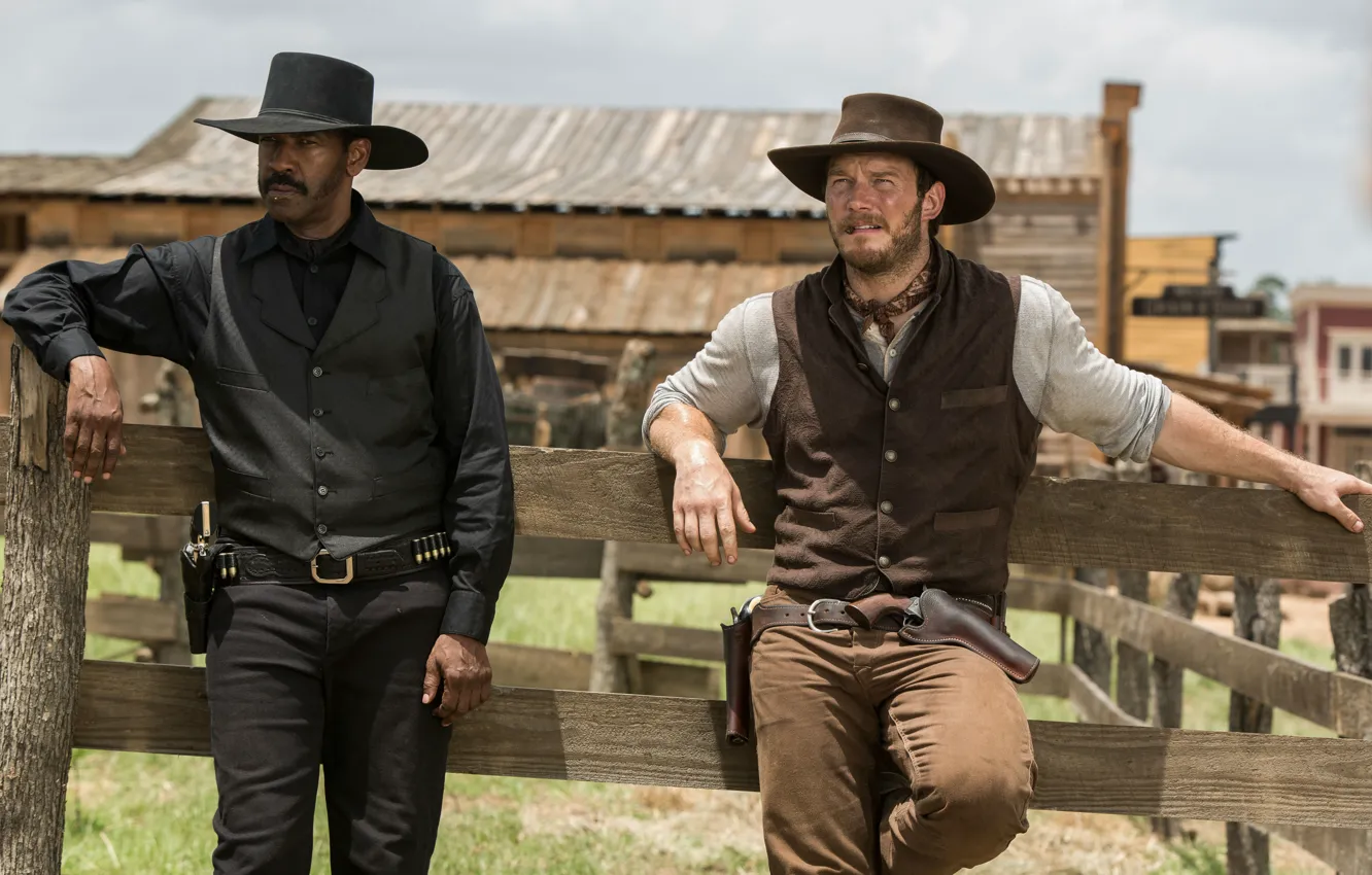 Фото обои Denzel Washington, Дензел Вашингтон, Chris Pratt, Крис Пратт, Великолепная Семерка, The Magnificent Seven