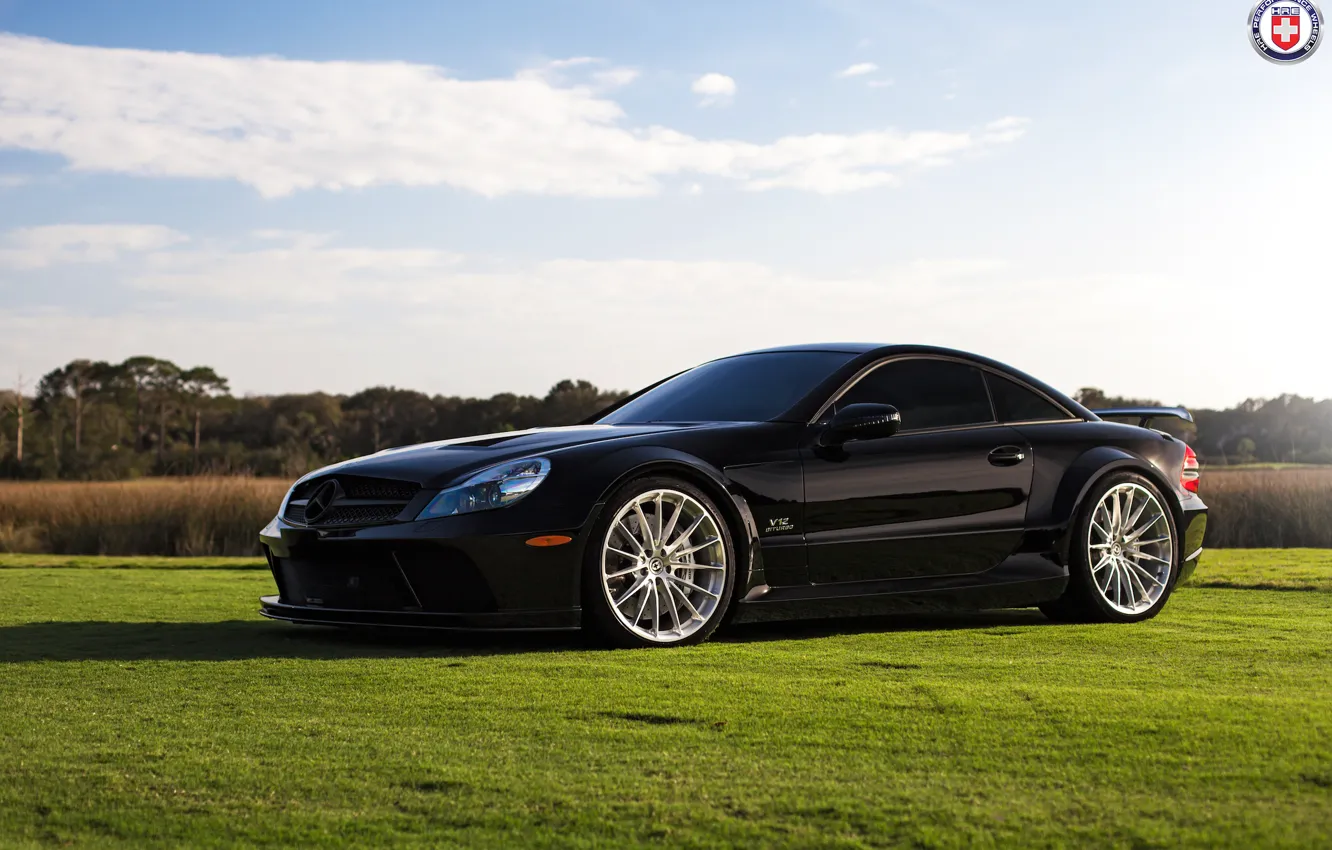 Фото обои Mercedes, Black, Series, SL65, HRE