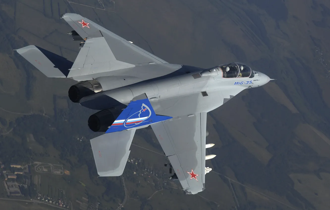 Фото обои Миг-35, В воздухе, Fulcrum-F, ВВС РОССИИ, ОКБ Микояна