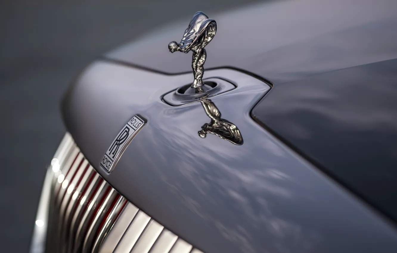 Фото обои Rolls-Royce, logo, symbol, Spirit of Ecstasy, sculpture, Rolls-Royce La Rose Noire Droptail