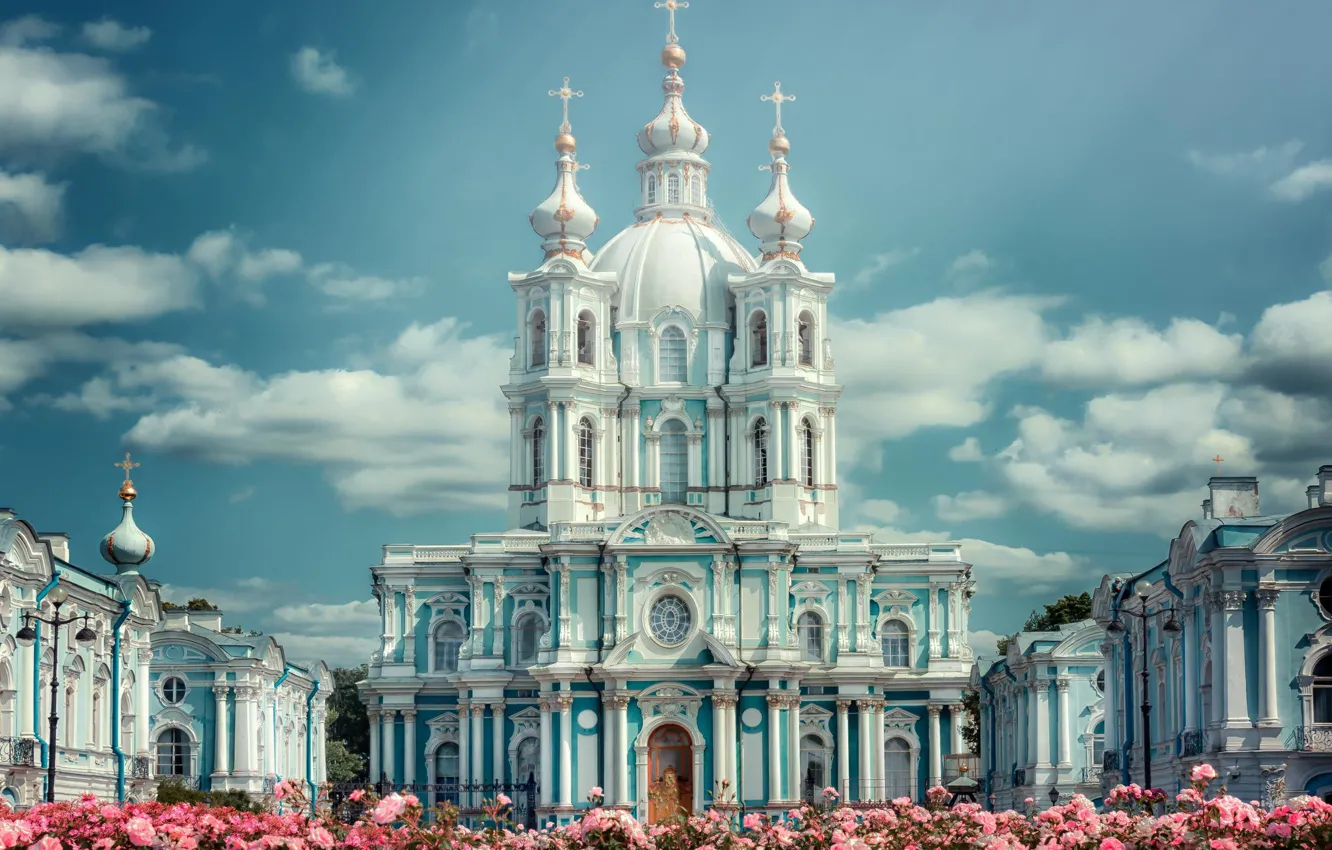Фото обои Цветы, Питер, Собор, Санкт-Петербург, Россия, Russia, спб, St. Petersburg