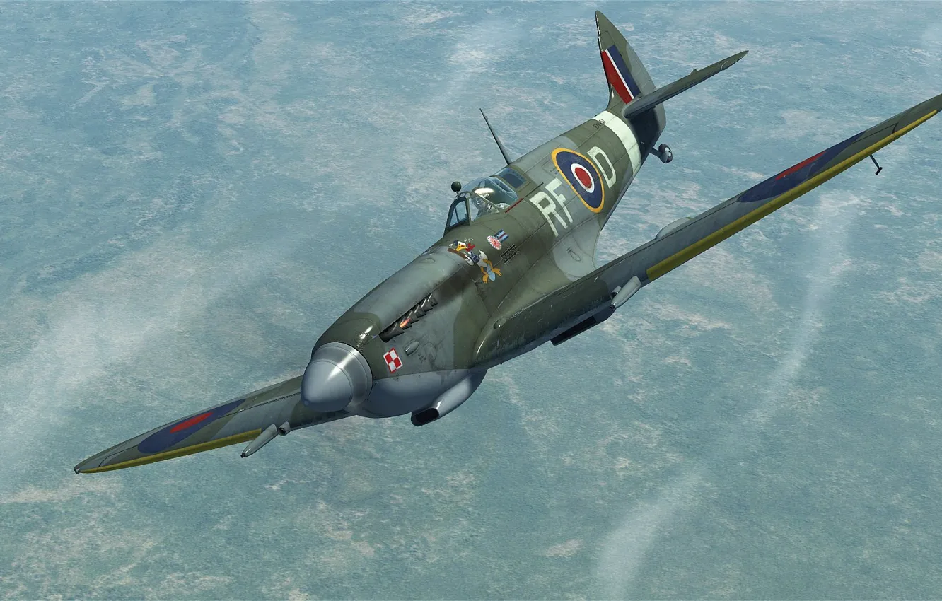 Фото обои Британия, Spitfire Mk.IXe, Фронтовой истребитель, Reginald Joseph Mitchell