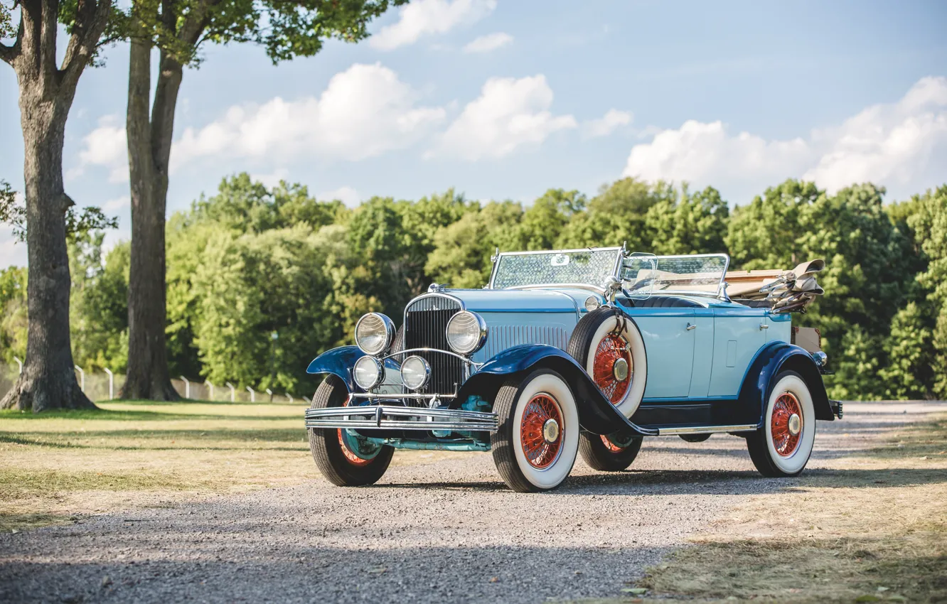 Фото обои Chrysler, Ретро, Голубой, Автомобиль, Series, 1929, Phaeton, 75