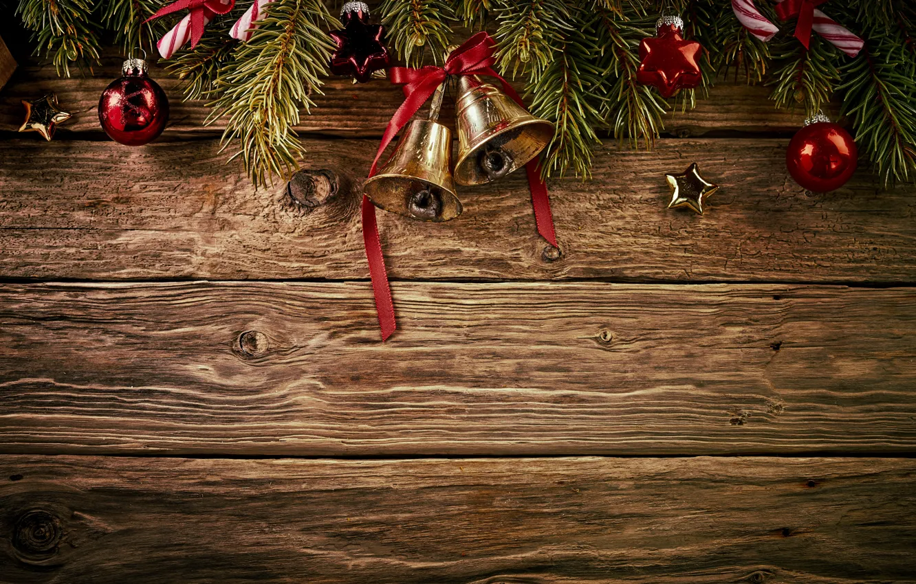 Фото обои украшения, шары, игрушки, елка, Новый Год, Рождество, happy, колокольчики