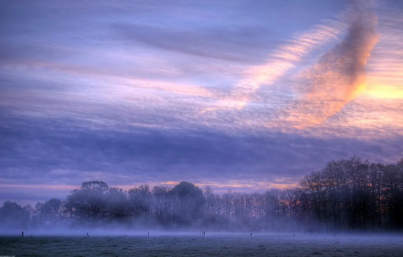 Фото обои облака, туман, Утро