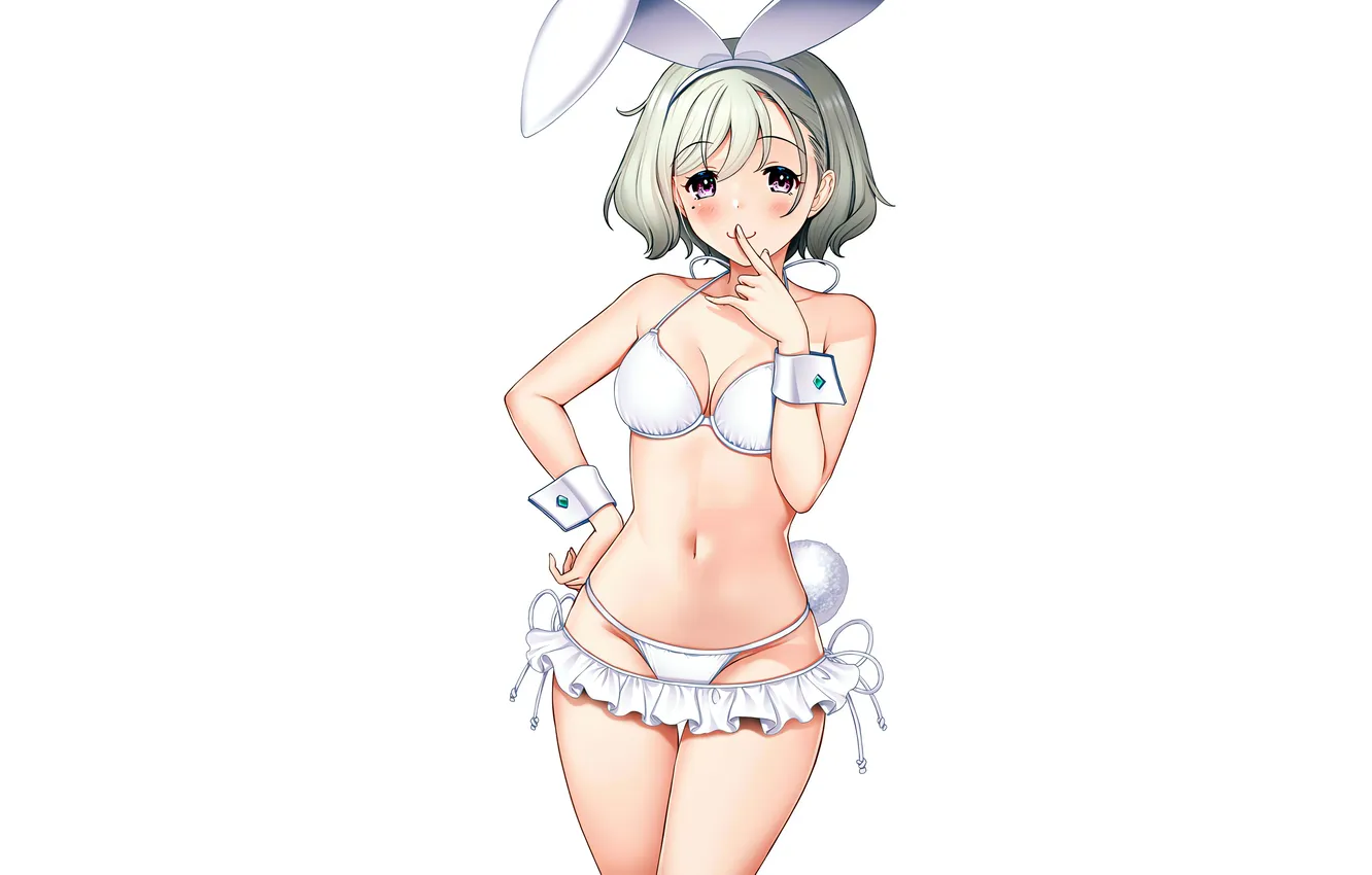 Фото обои girl, sexy, cleavage, boobs, animal ears, sexy girl, blush, anime