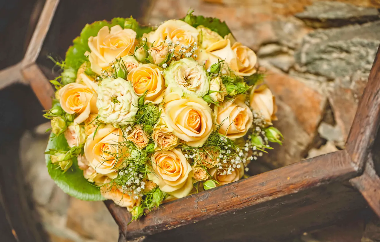 Фото обои розы, love, бутоны, flowers, romantic, roses, wedding bouquet