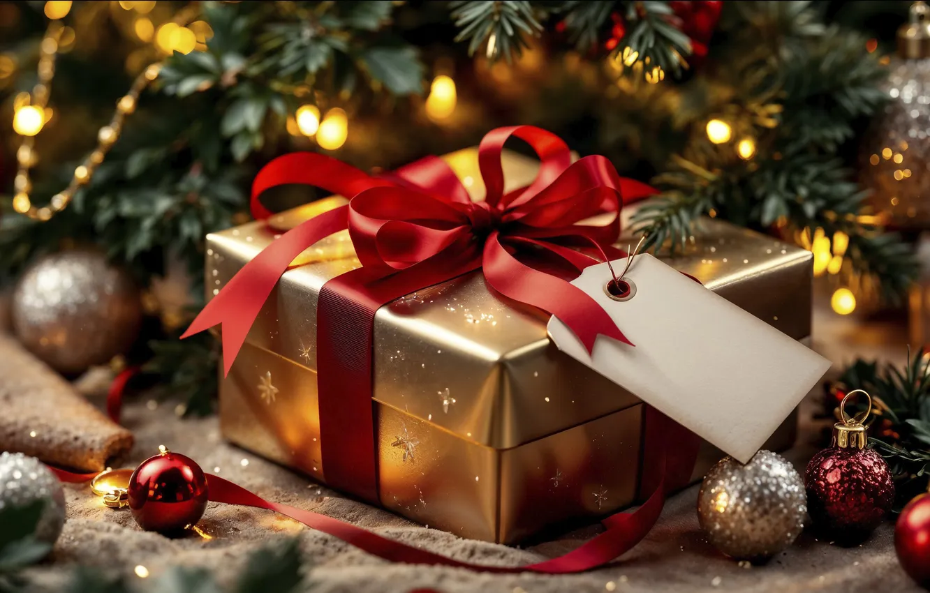 Фото обои украшения, елка, Рождество, подарки, Новый год, Christmas, tree, celebration