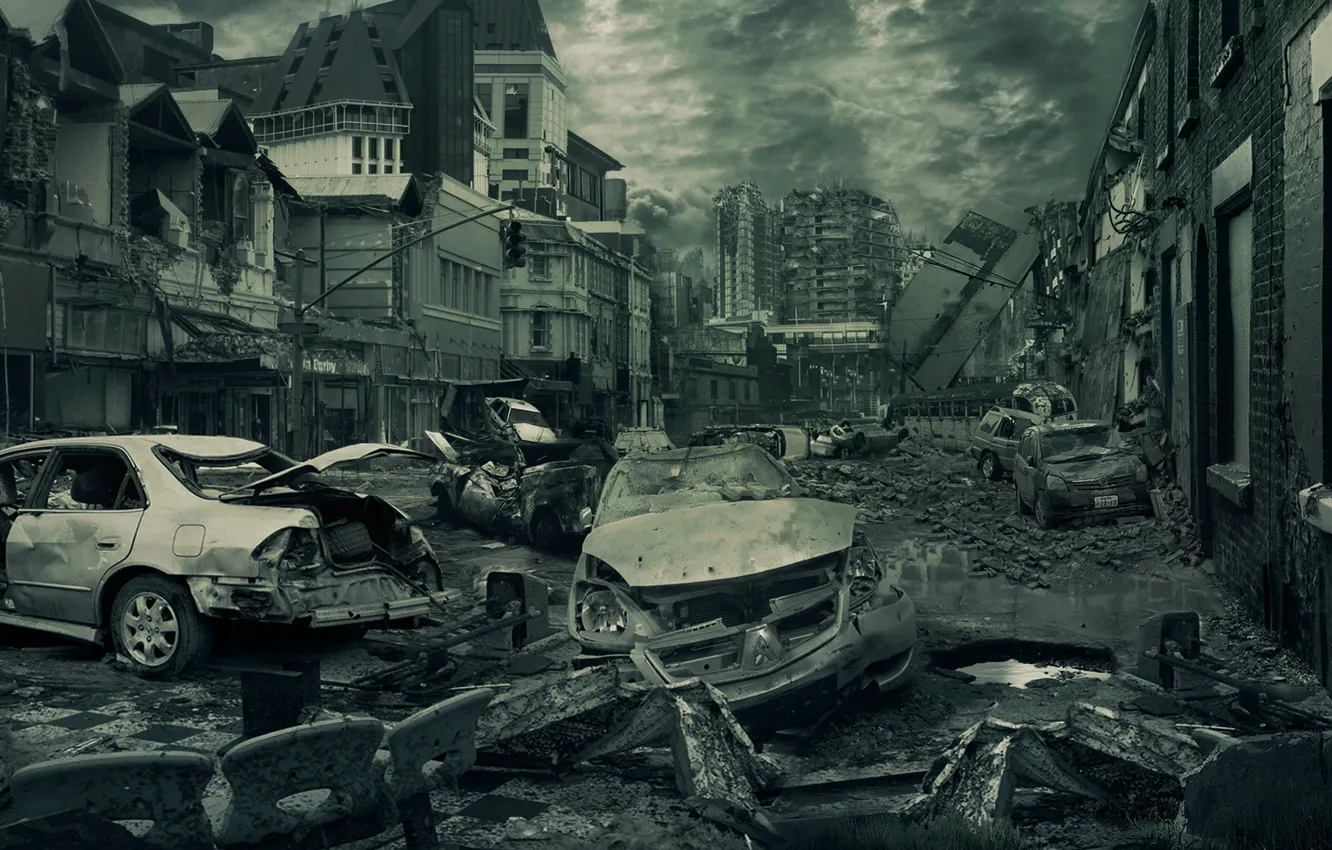 Фото обои city, fantasy, ruins, destroyed, apocalypse, artistic