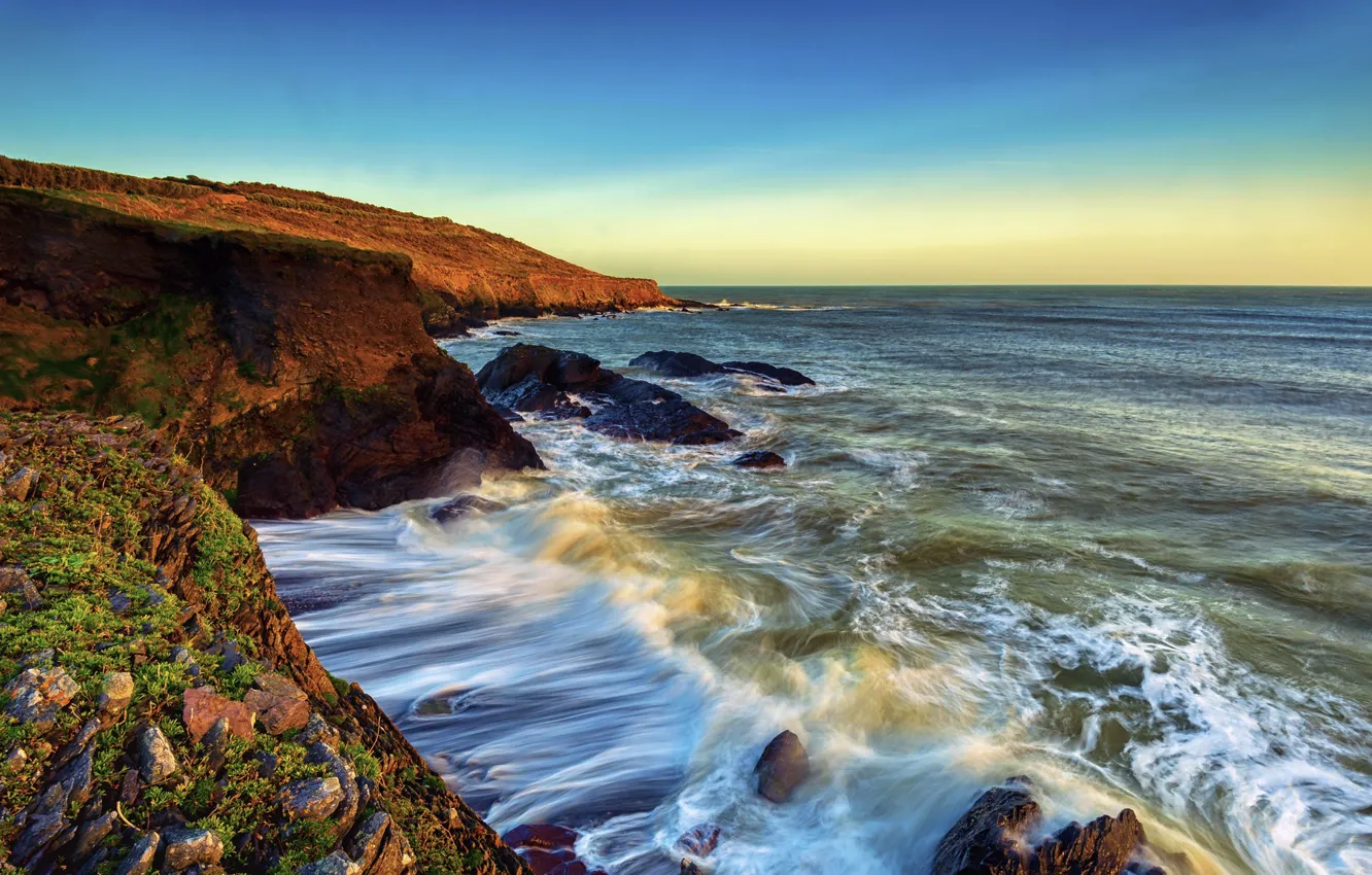Фото обои волны, Ирландия, робережье