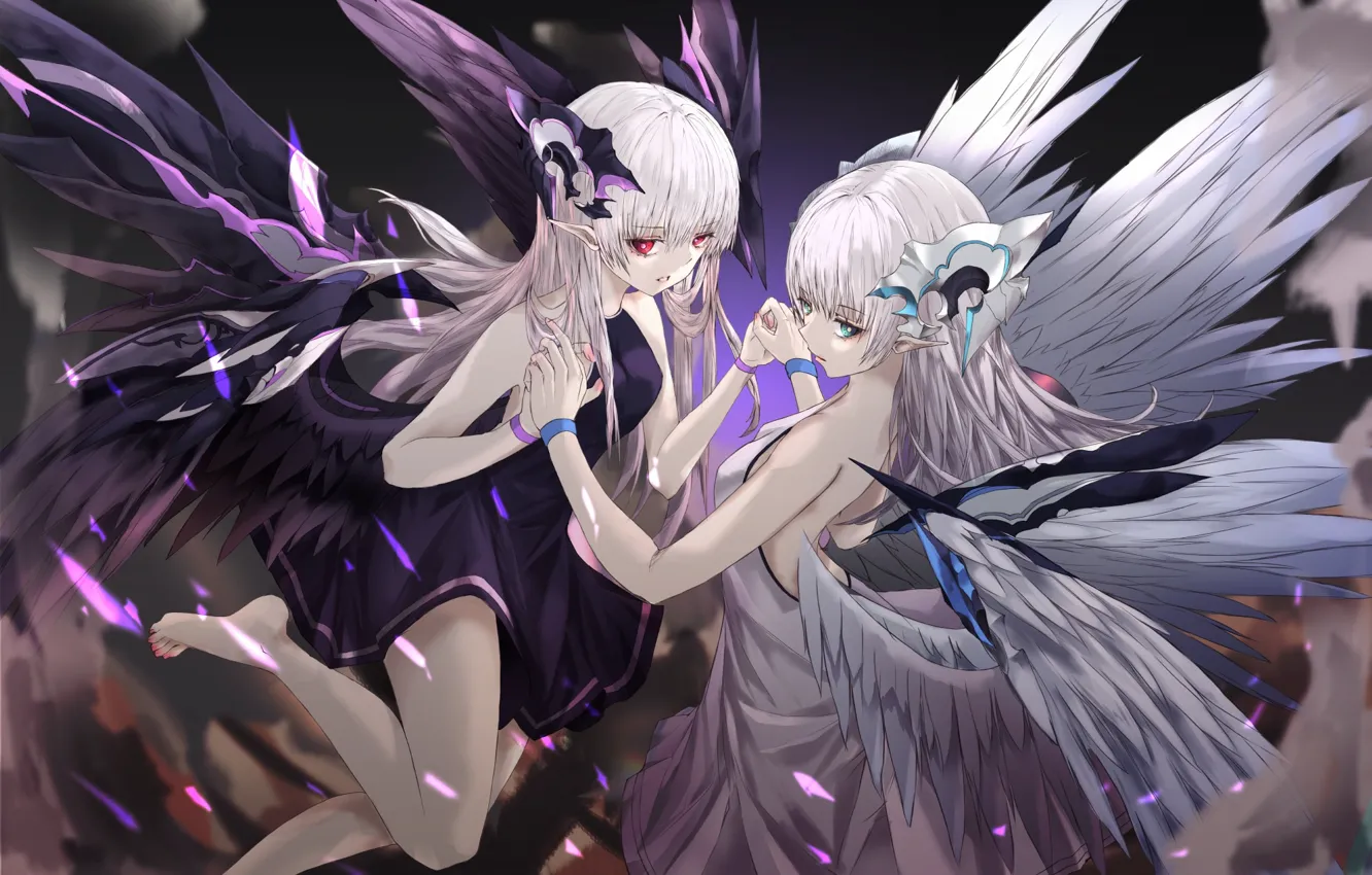Фото обои Девушки, ангелы, арт, neon (pixiv31150749)