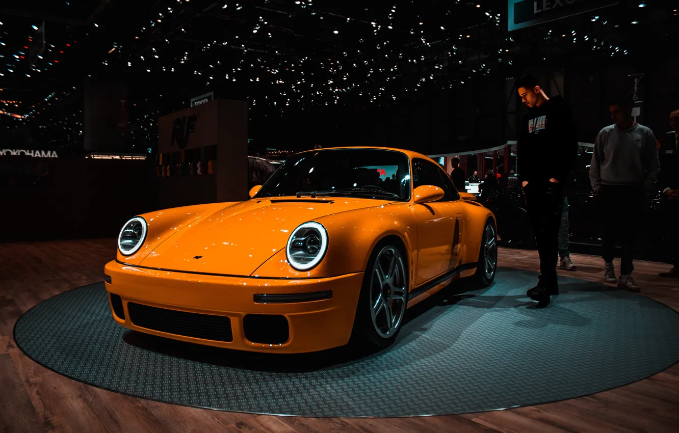 Фото обои оранжевый, фары, Porsche, Порш, Orange, Порше, Porsche 911