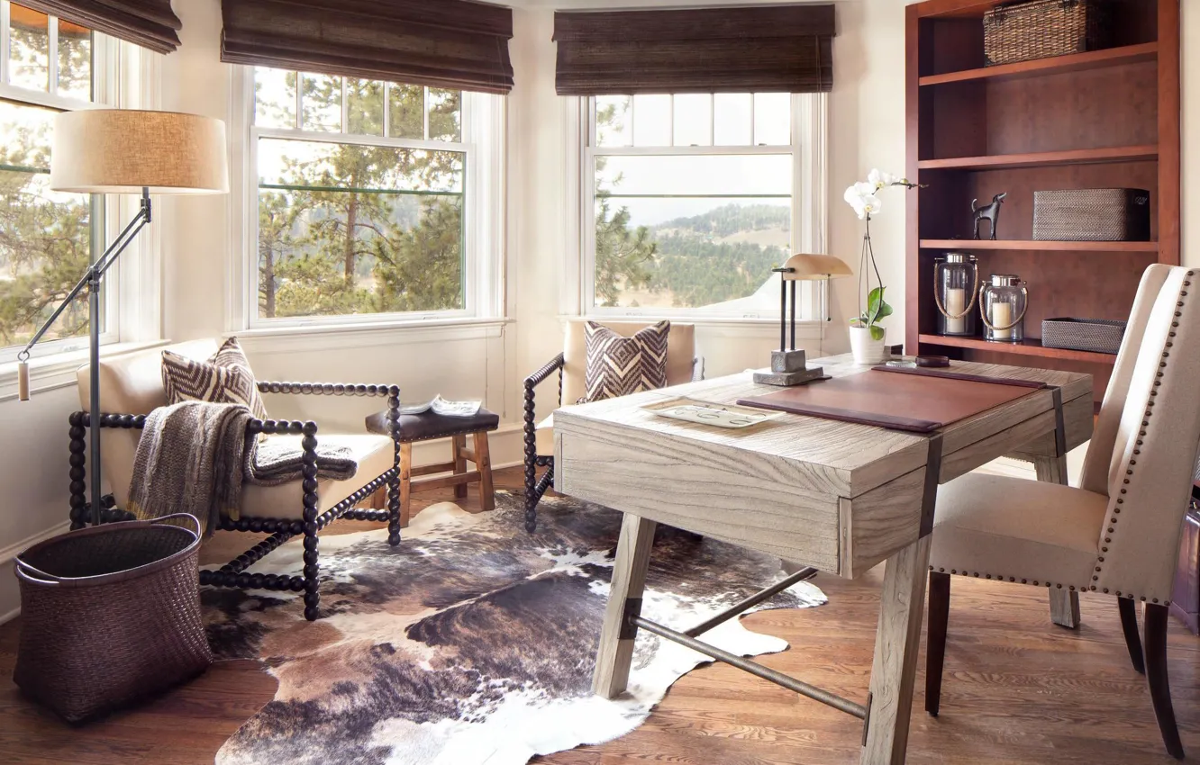 Фото обои стиль, интерьер, рабочий кабинет, домашний офис, Unique rustic home-office design, деревенский дизайн