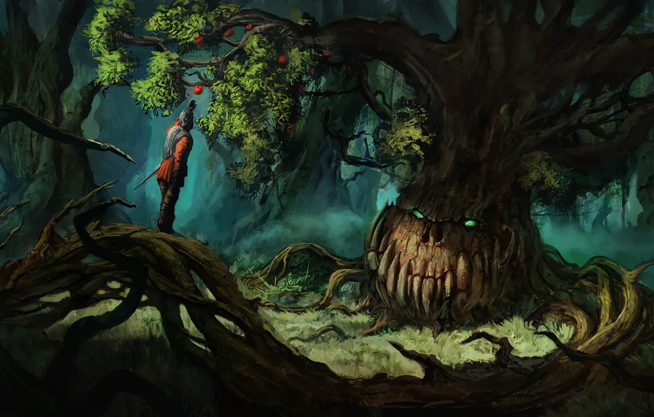 Фото обои улыбка, дерево, человек, плод, Chris Karbach
