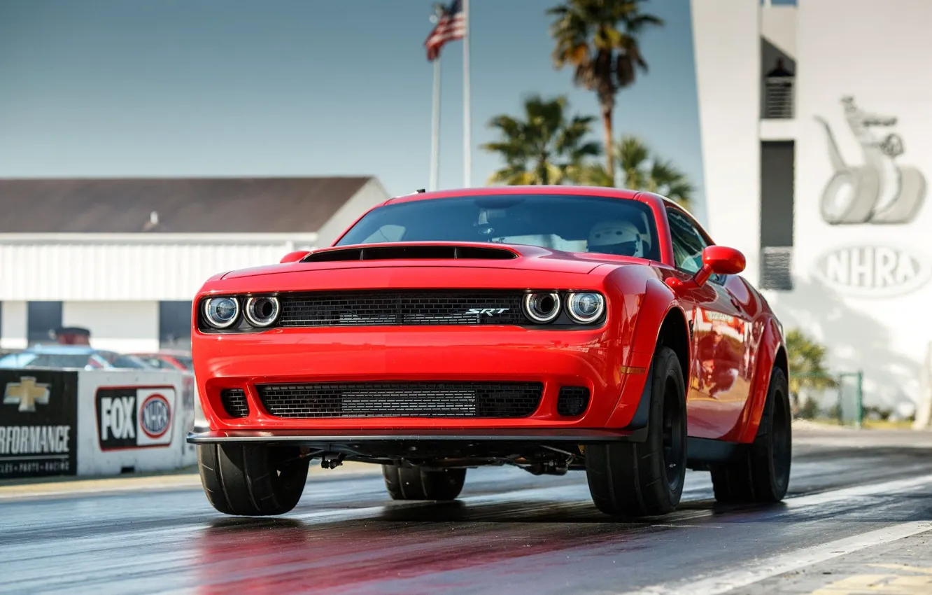 Фото обои Red, SRT, Demon, Drag Racing, Dodge Challenge