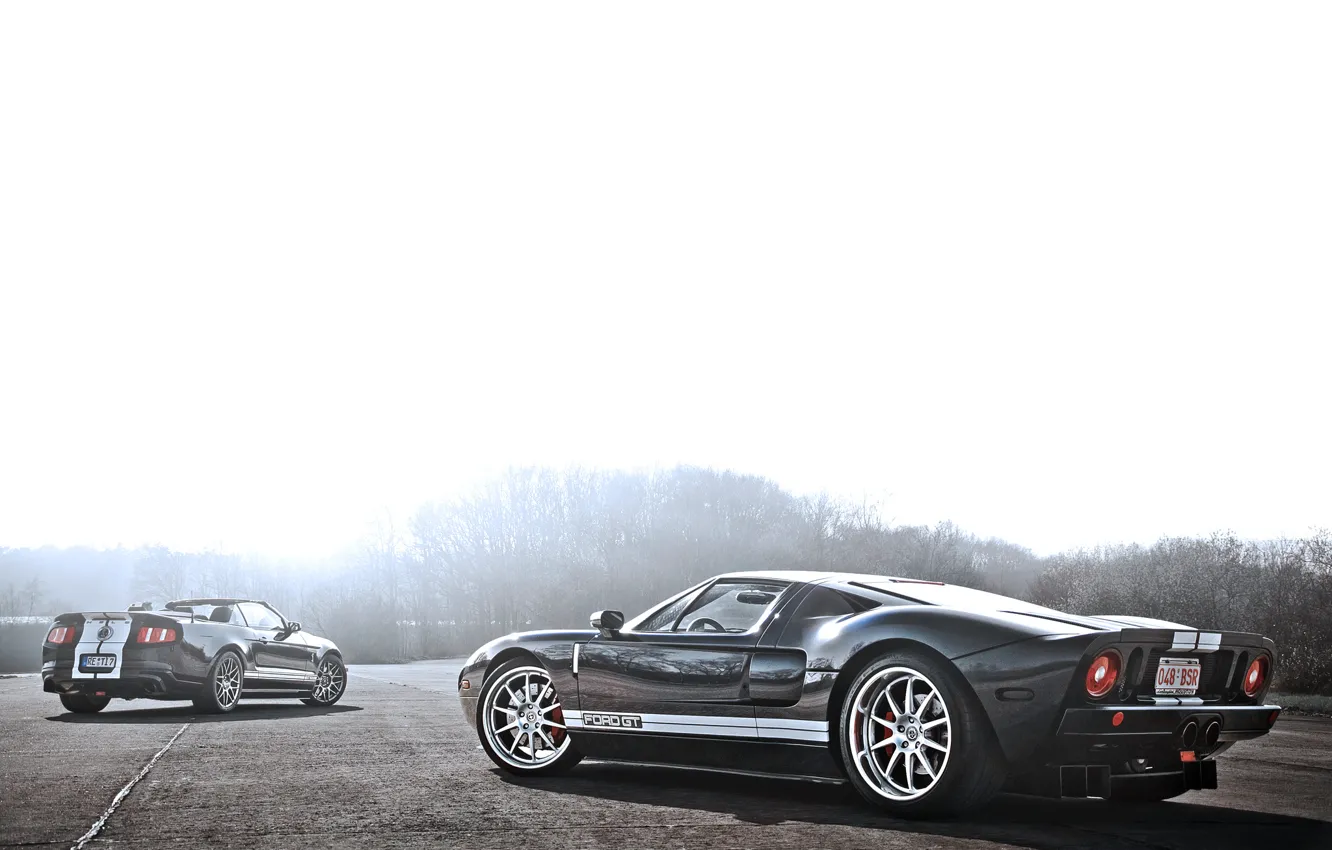 Фото обои Mustang, Ford, Shelby, GT500, мустанг, серебристый, кабриолет, мускул кар