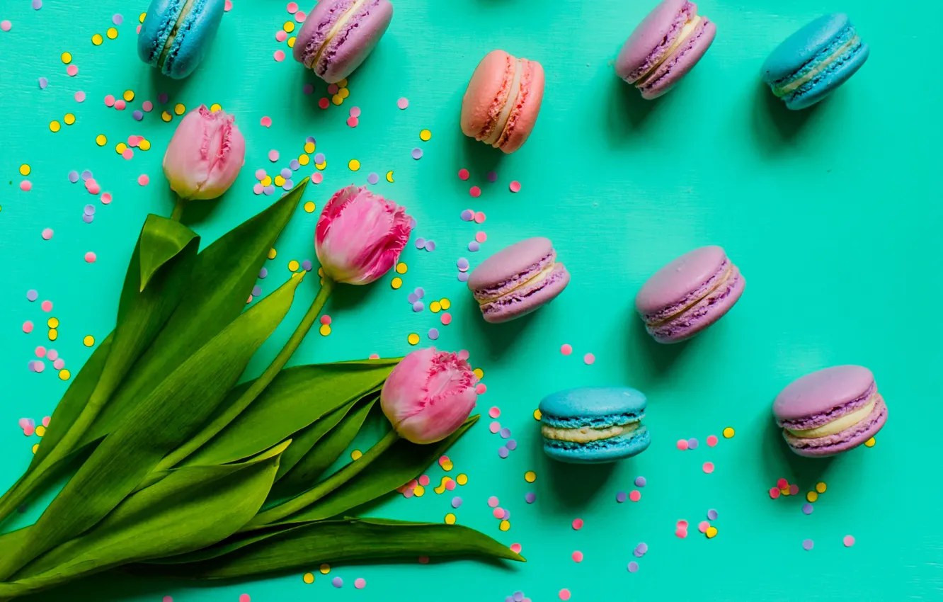 Фото обои тюльпаны, розовые, pink, tulips, sweet, dessert, macaroon, macaron