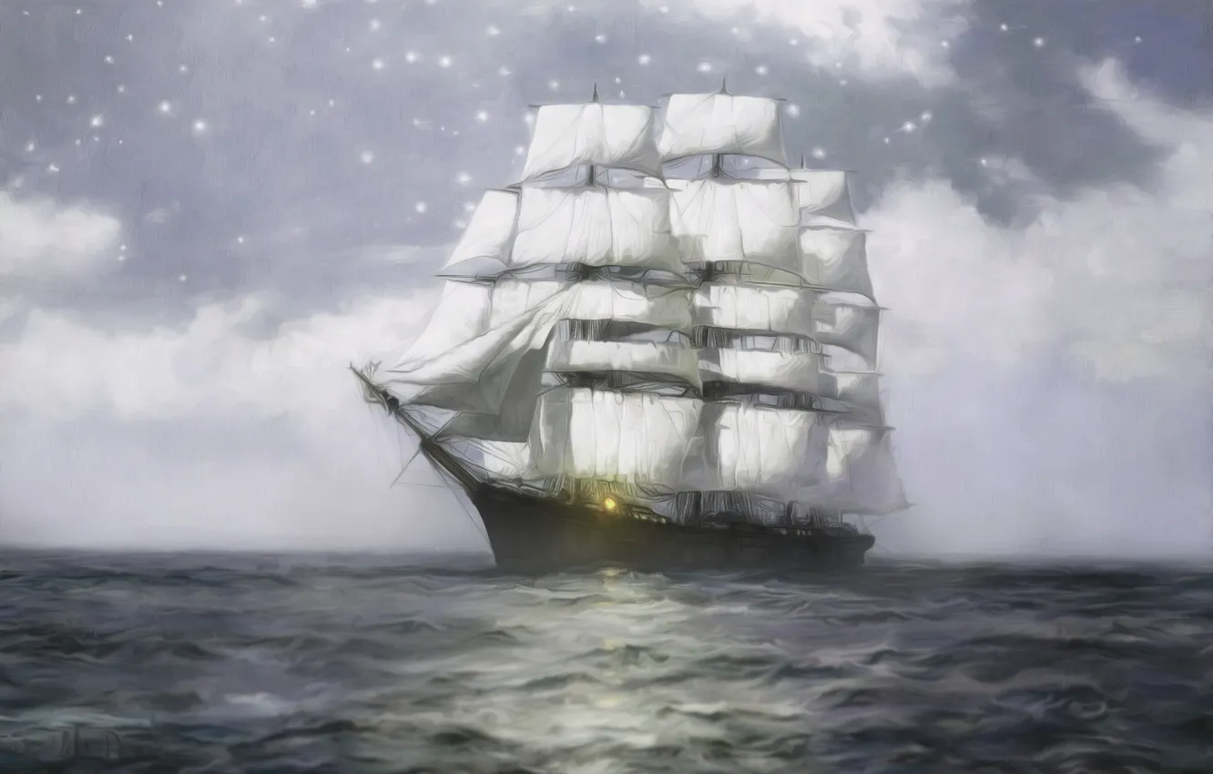 Фото обои море, океан, Корабль, Судно, sea, ocean, Парус, Ship