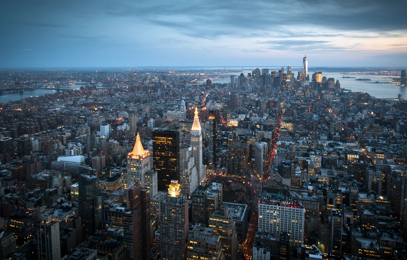 Фото обои sunset, New York, skyscapers