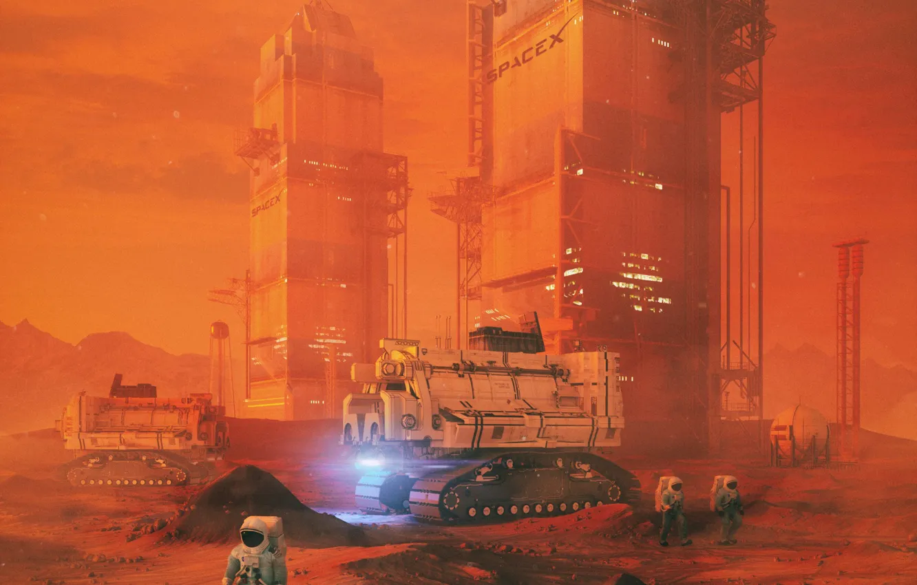 Фото обои транспорт, сооружение, Mars, SpaceX, BASE01