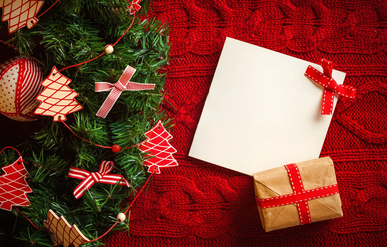 Фото обои украшения, ленты, праздник, подарок, Рождество, Happy New Year, Christmas, box