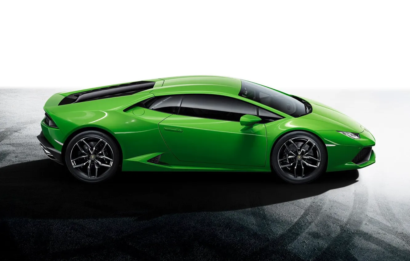Фото обои Авто, Lamborghini, Зеленый, Ламборджини, Green, Сбоку, Уракан, Huracan