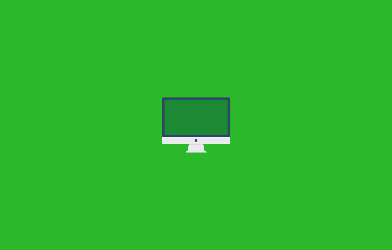 Фото обои компьютер, фон, green, цвет, мак, apple, минимализм, логотип