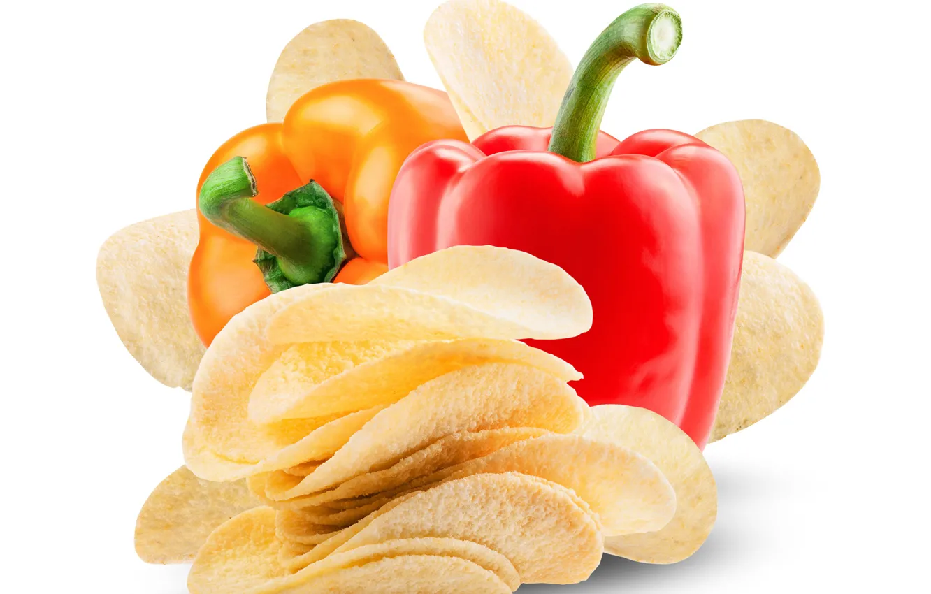 Фото обои перец, овощи, чипсы