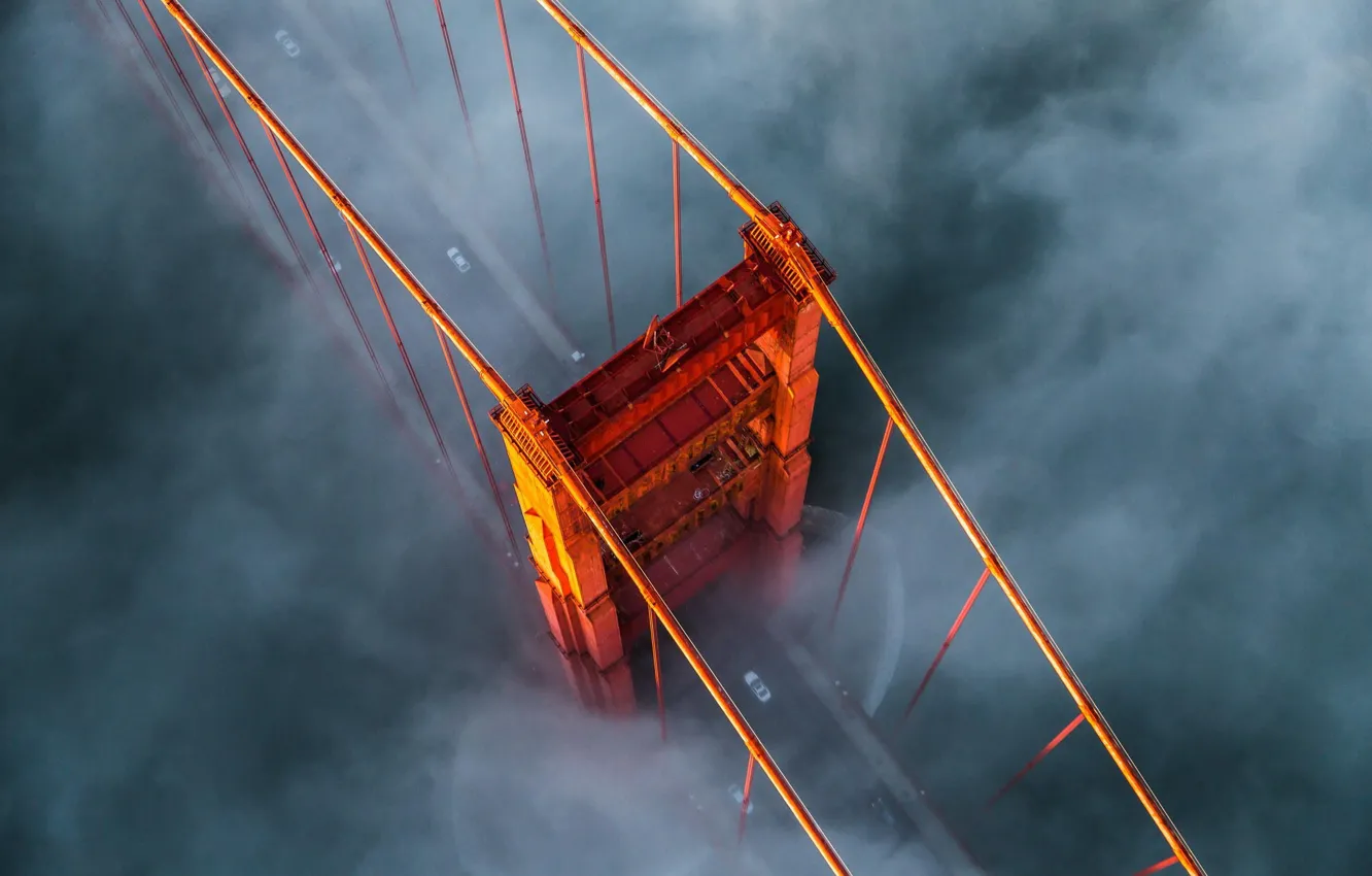 Фото обои туман, США, мост Золотые ворота