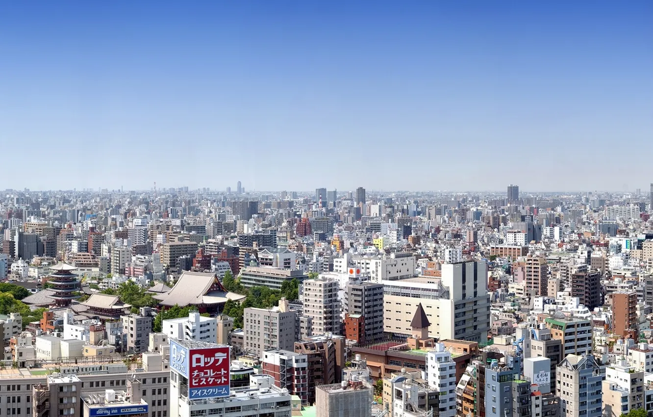 Фото обои здания, Япония, Токио, панорама, Tokyo, Japan