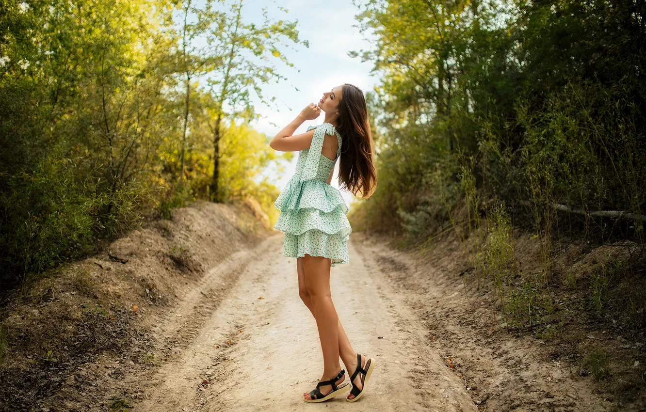 Фото обои девушка, милая, модель, Обои, шатенка, красивая, Sexy, Босоножки