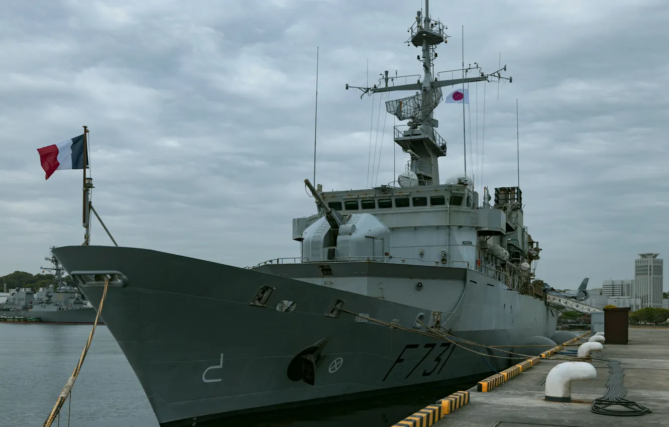 Фото обои Япония, фрегат, ВМС Франции, визит, Йокосука, FC Prairial