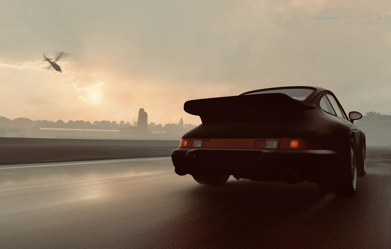 Фото обои HDR, 911, Porsche, Sun, Rain, Turbo, Helicopter, Game