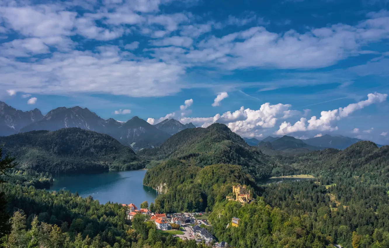 Фото обои лес, пейзаж, горы, природа, озеро, Германия, Бавария, Альпы