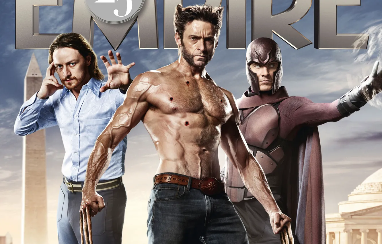 Фото обои Wolverine, Hugh Jackman, X-Men, Logan, Хью Джекман, Джеймс МакЭвой, James McAvoy, Magneto
