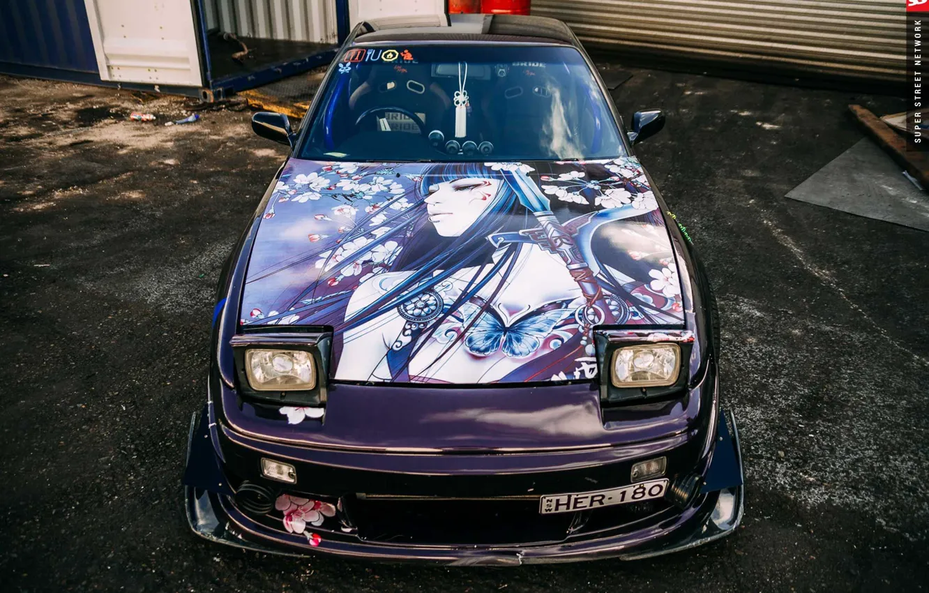 Фото обои Nissan, front, 180SX, 1994, Itasha