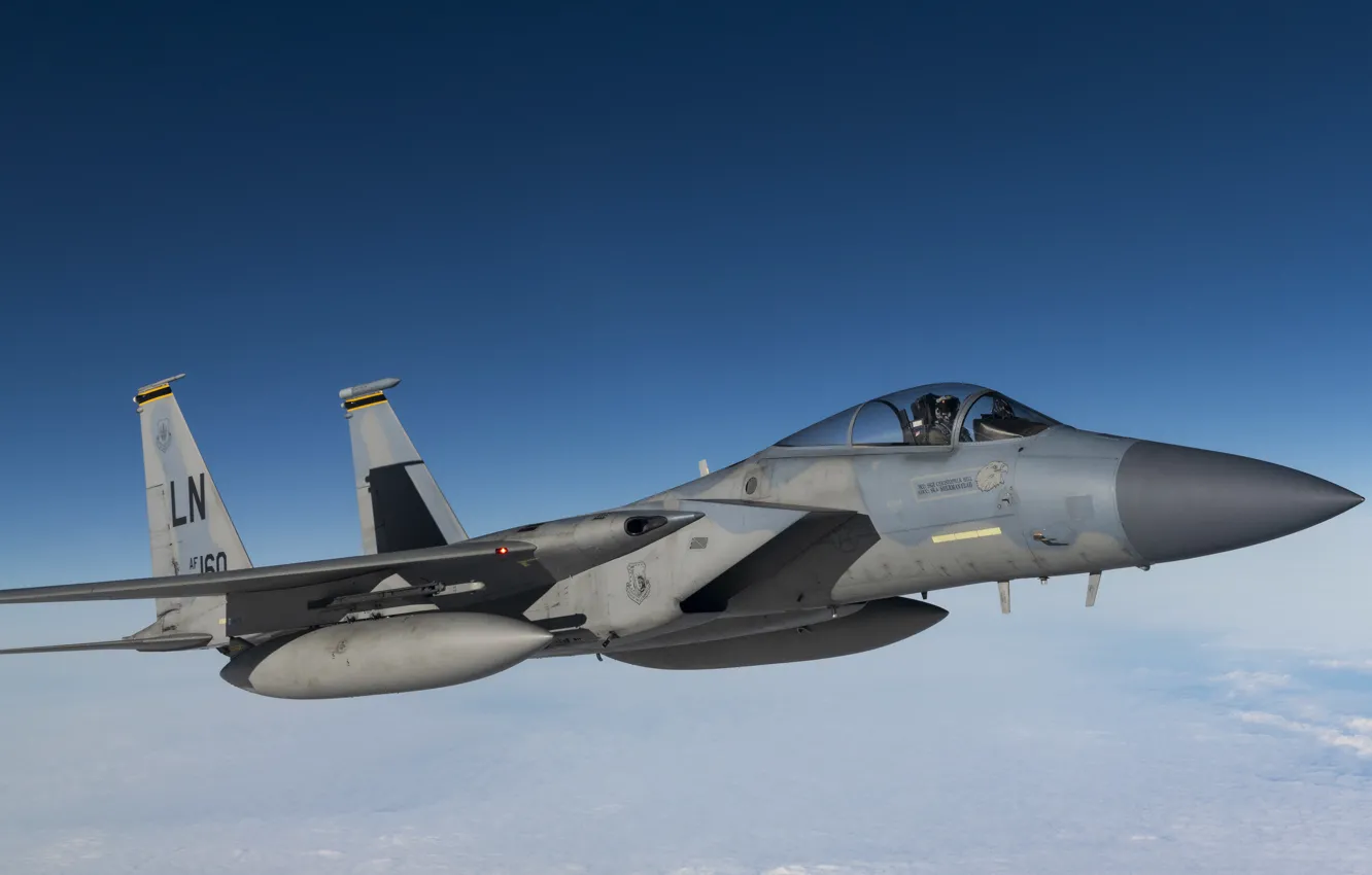 Фото обои Eagle, ВВС США, четвёртого поколения, McDonnell Douglas, F-15C, американский всепогодный истребитель, завоевания превосходства в воздухе, …
