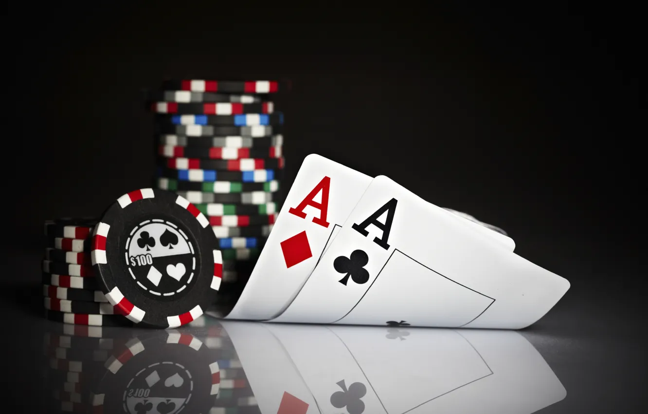 Фото обои карты, фишки, покер, тузы, poker