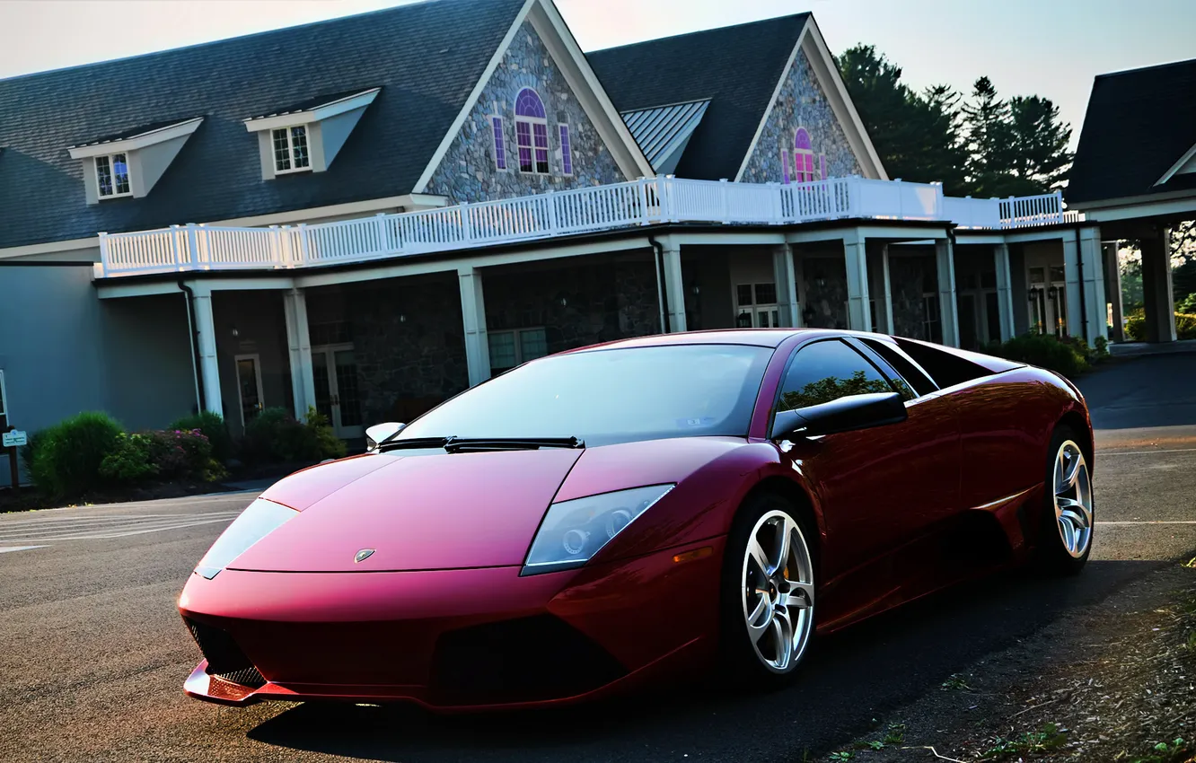 Фото обои красный, Lamborghini, Ламборджини, суперкар, пурпурный, Murcielago, Ламборгини, LP640