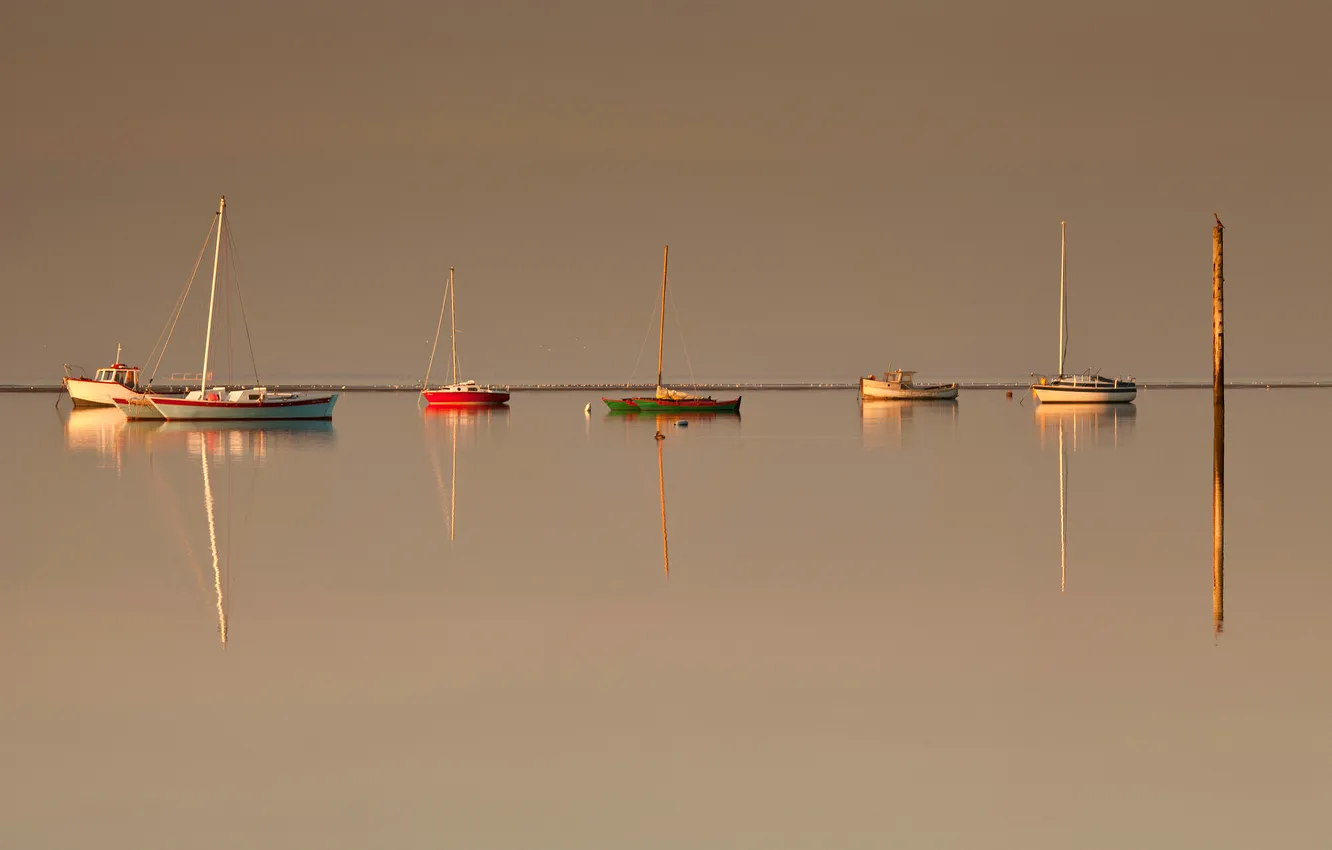 Фото обои небо, лодка, утро, яхта, гавань