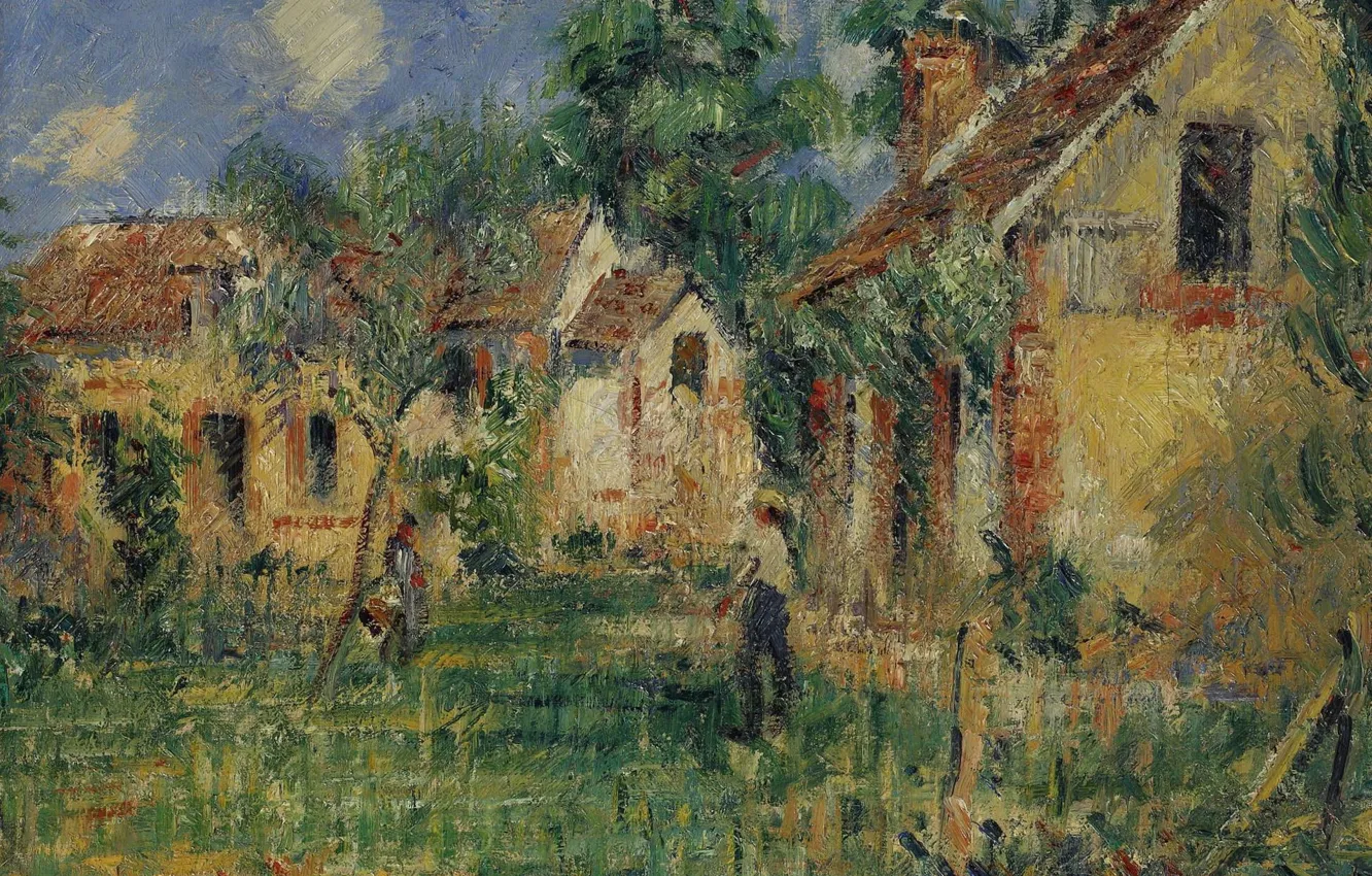 Фото обои пейзаж, дом, картина, Гюстав Луазо, Gustave Loiseau, Маленькая Ферма в Окрестностях Кана