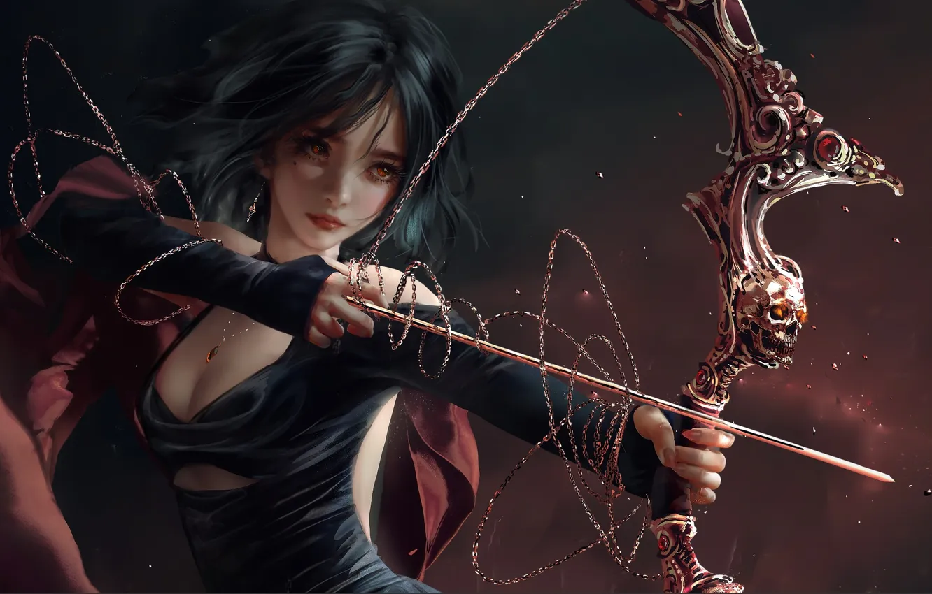 Фото обои girl, fantasy, digital art, bow, artwork, warrior, fantasy art, arrow