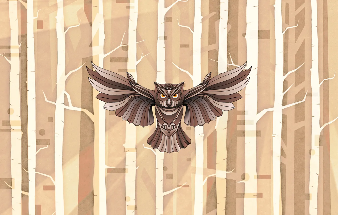 Фото обои осень, лес, сова, крылья, owl, by Pyrus-acerba