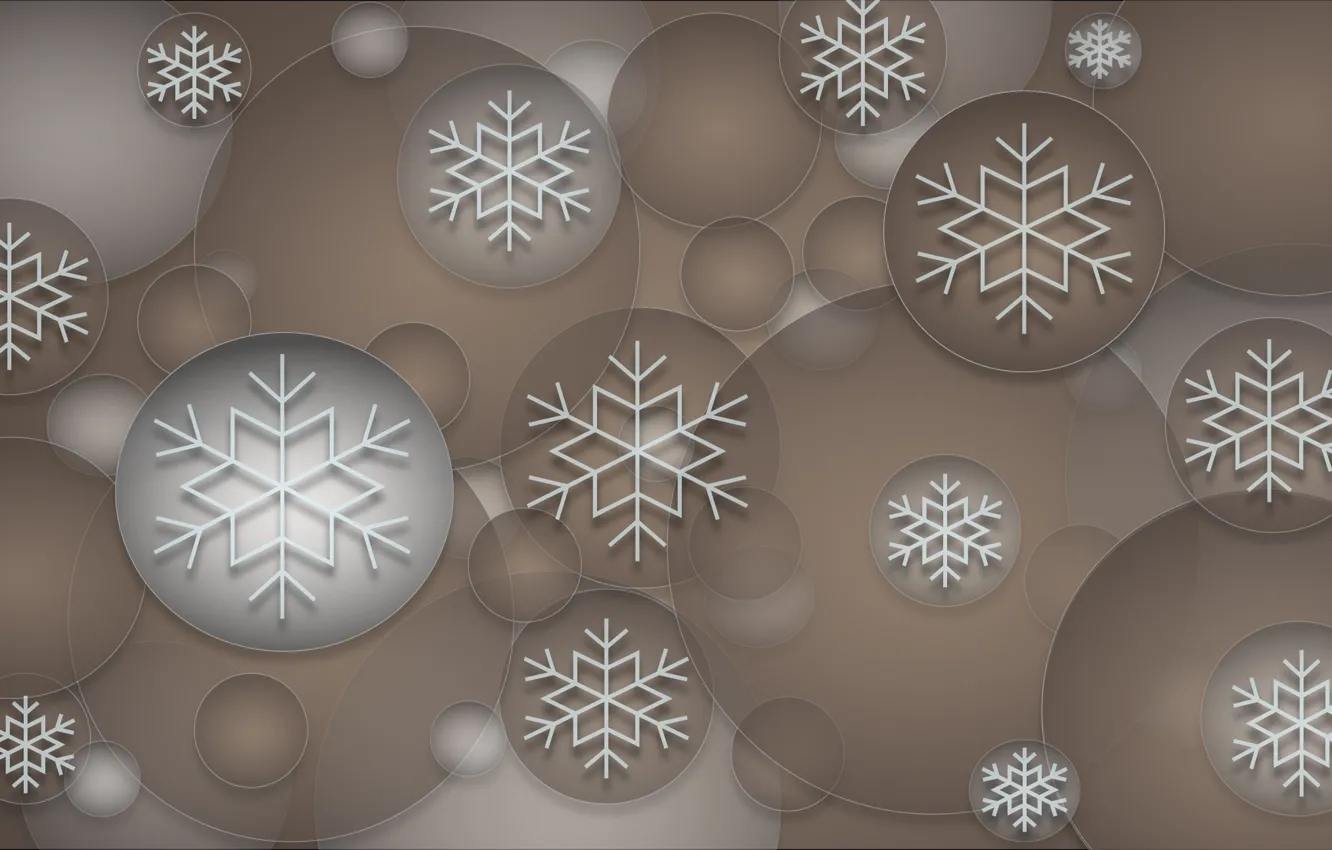 Фото обои снежинки, фон, шары, текстура, украшение