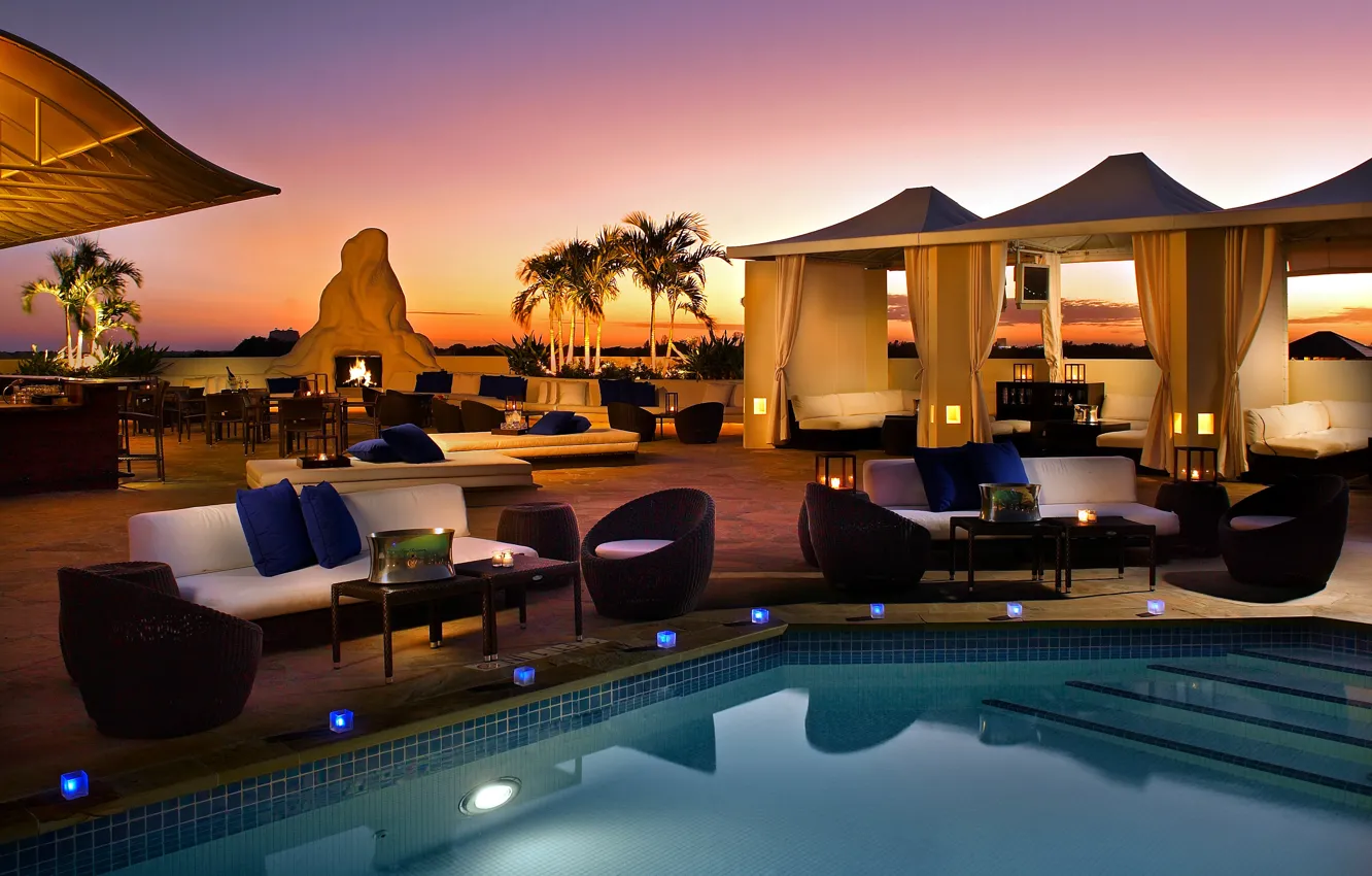Фото обои pool, villa, fireplace, terrace, furnished