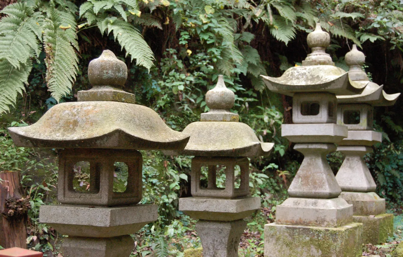 Фото обои Япония, фонари, Japan, каменные
